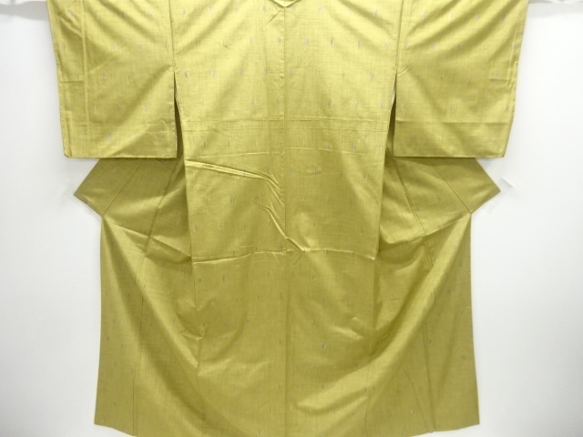 雨縞に絣柄織り出し手織り紬着物